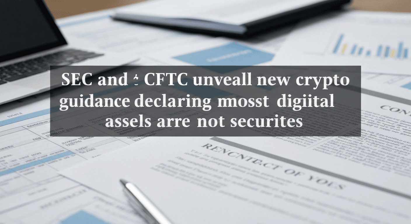 SEC and CFTC unveil new crypto guidance declaring most digital assets are not securities